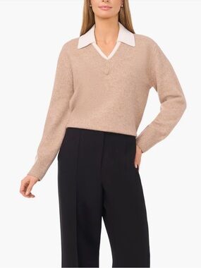 Contrast Collar Twofer Sweater
